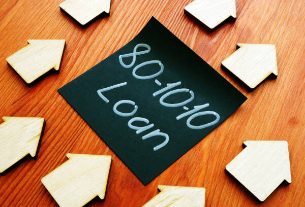 80-10-10 loan mortgage and small wooden homes.